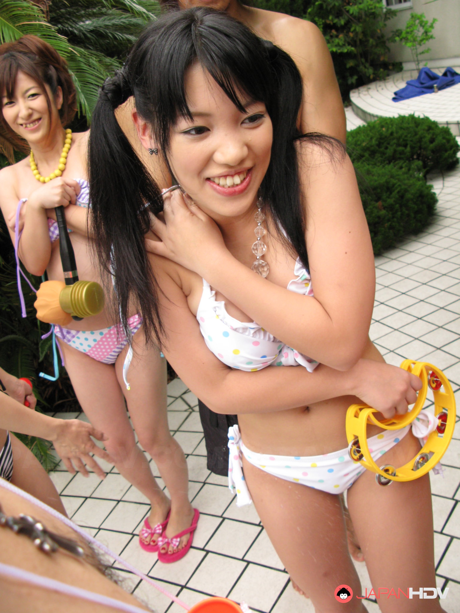 Black Pool Party - Japanese girls enjoy in some sexy pool party