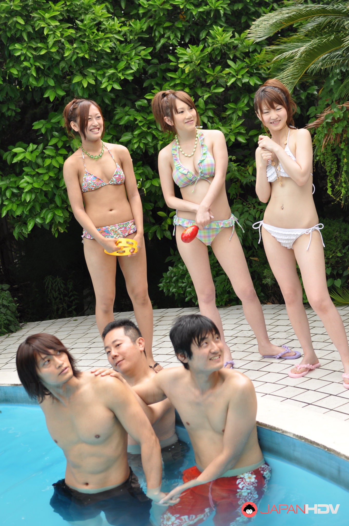 Pool Side Party - Japanese girls enjoy in some sexy pool party